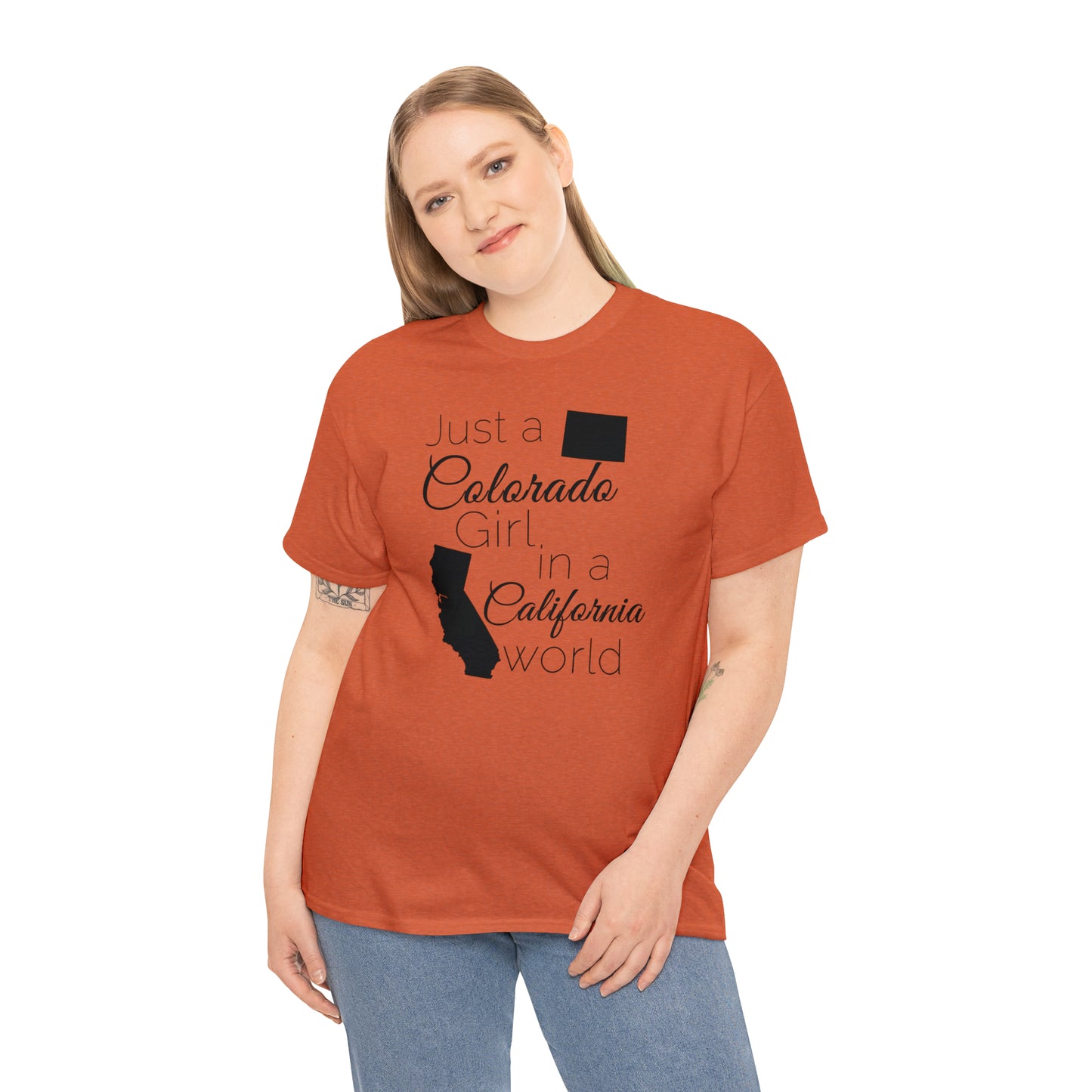 Just a Colorado Girl in a California World Unisex Heavy Cotton Tee