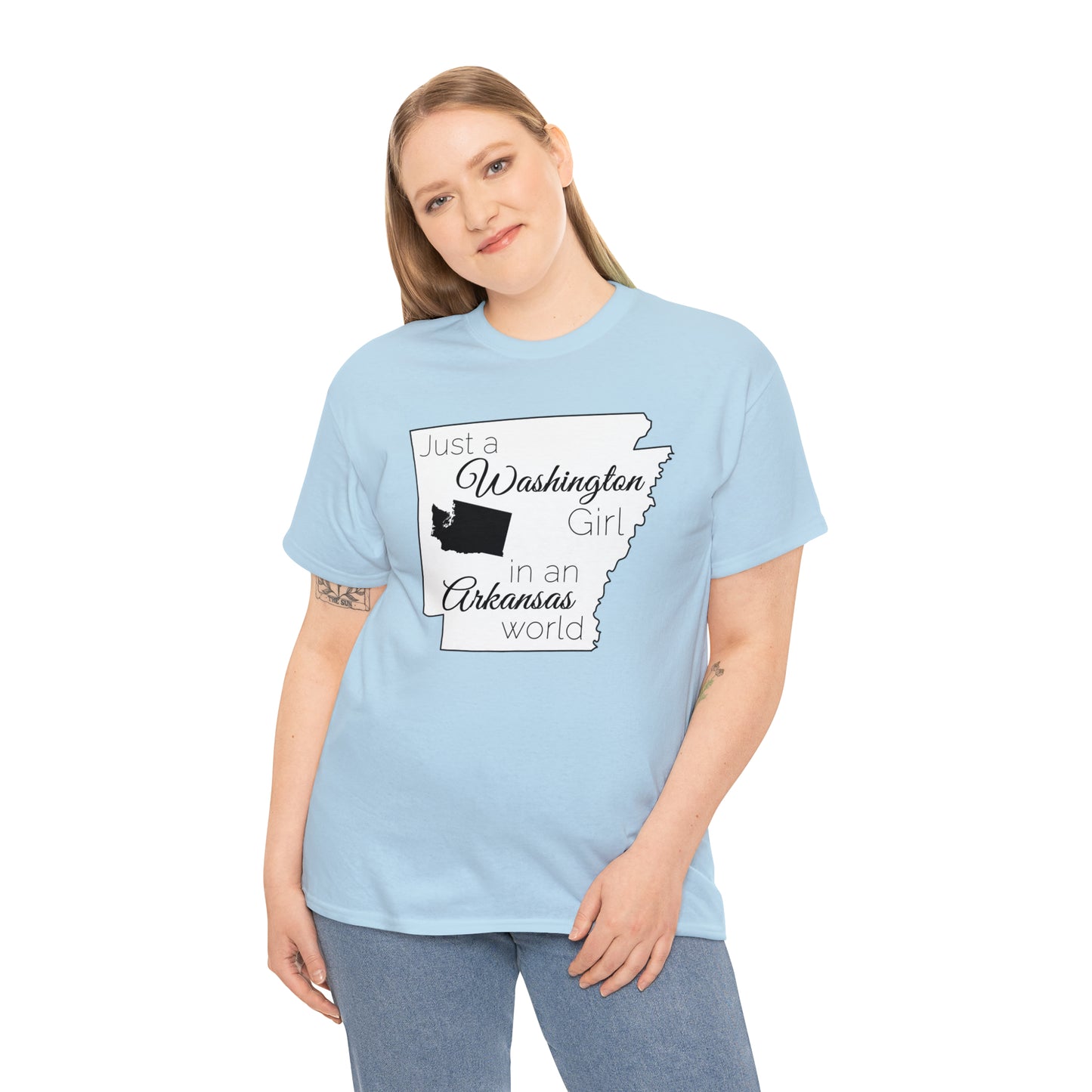 Just a Washington Girl in an Arkansas World Unisex Heavy Cotton Tee