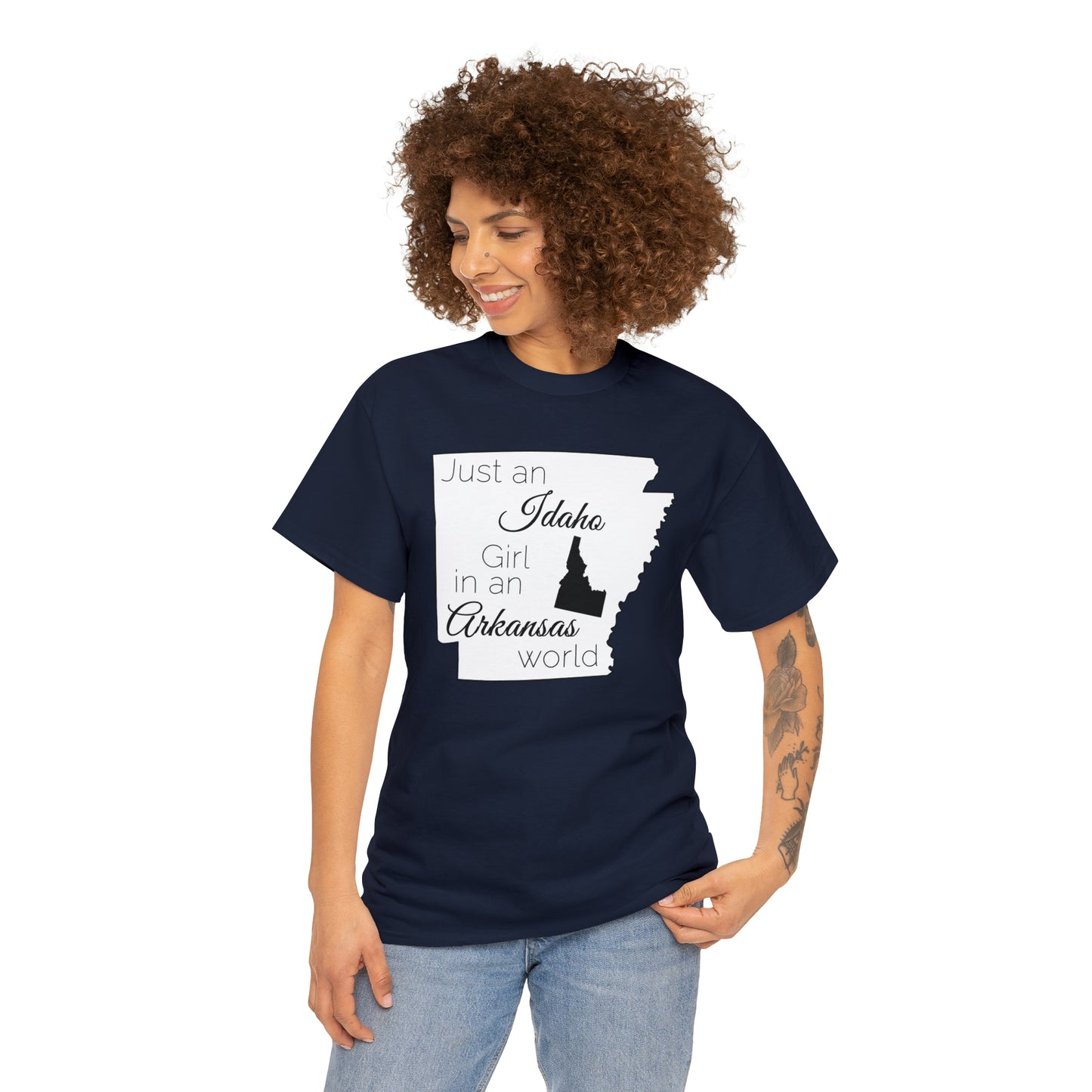 Just an Idaho Girl in an Arkansas World Unisex Heavy Cotton Tee