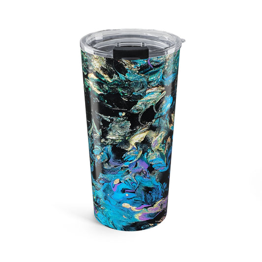 20oz Abstract Burst of Sapphire Tumbler — Insulated Travel Cup