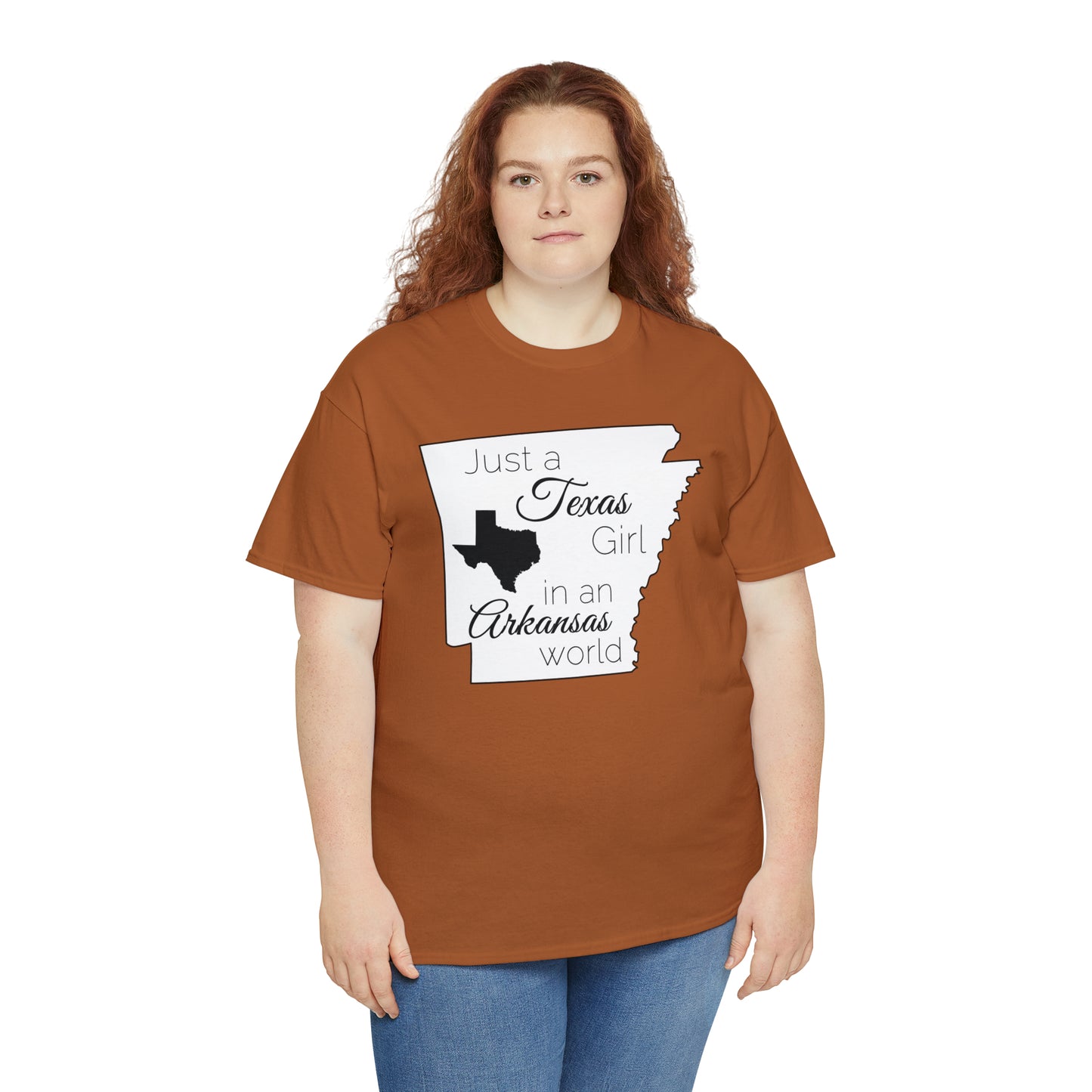 Just a Texas Girl in an Arkansas World Unisex Heavy Cotton Tee