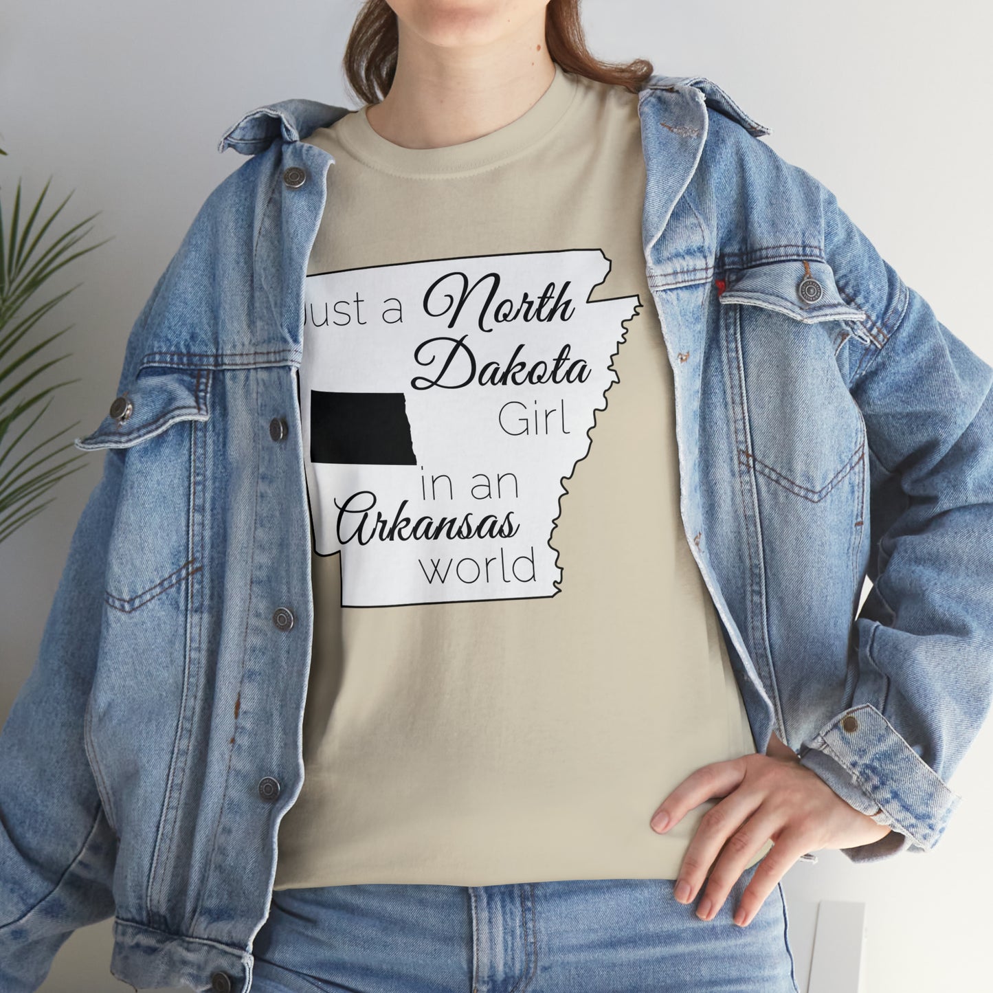 Just a North Dakota Girl in an Arkansas World Unisex Heavy Cotton Tee