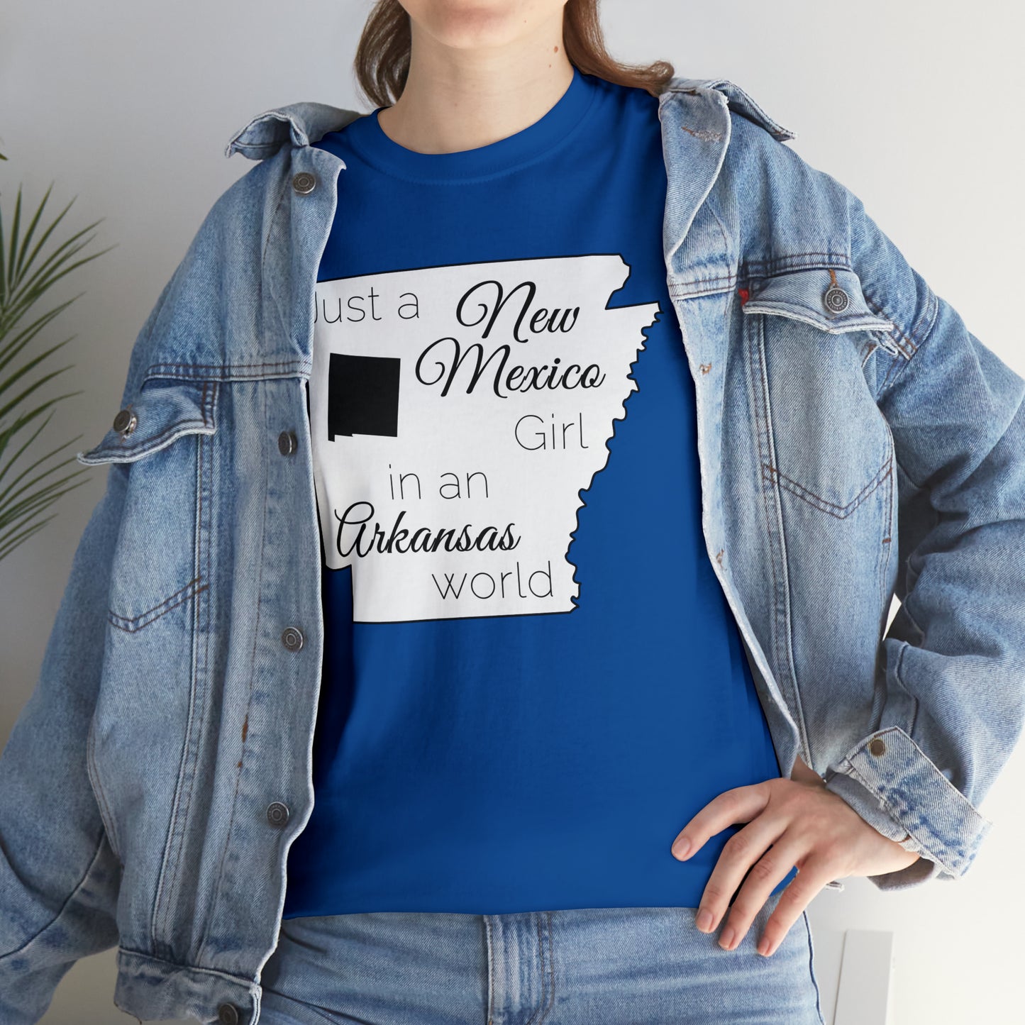 Just a New Mexico Girl in an Arkansas World Unisex Heavy Cotton Tee