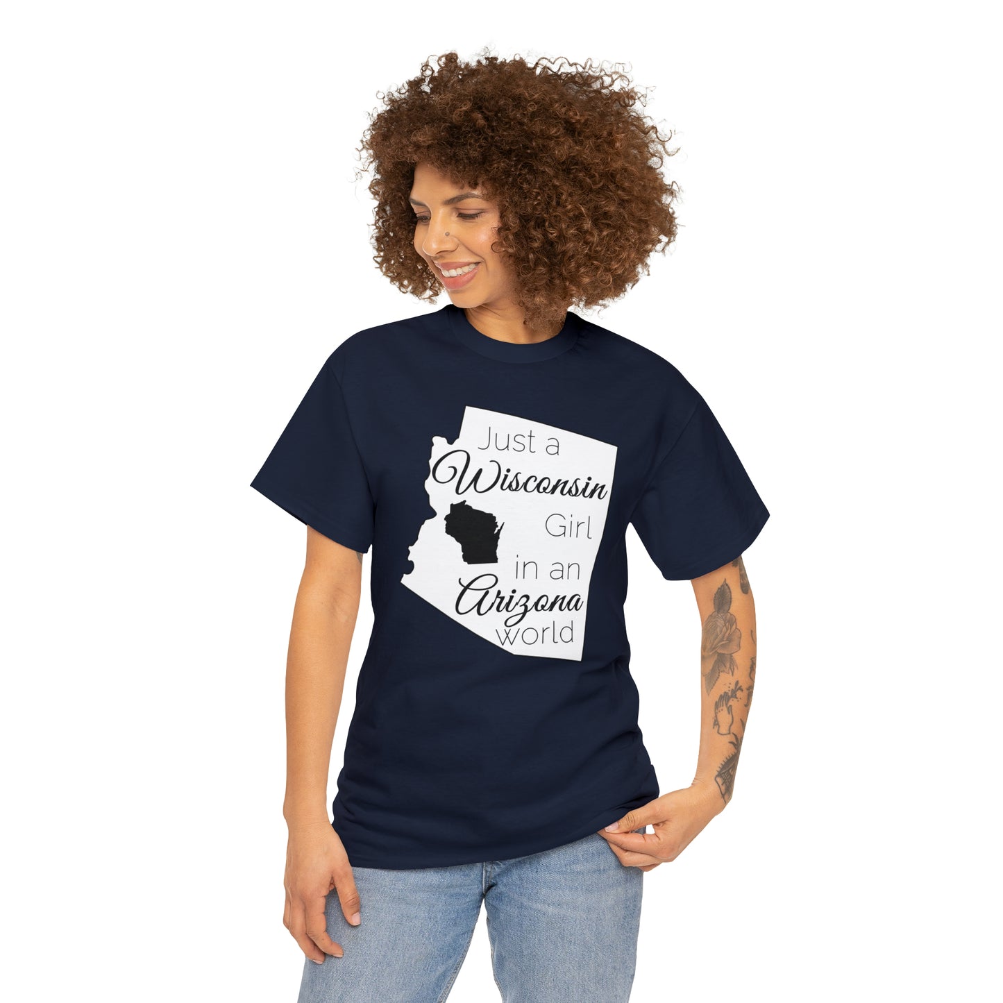 Just a Wisconsin Girl in an Arizona World Unisex Heavy Cotton Tee