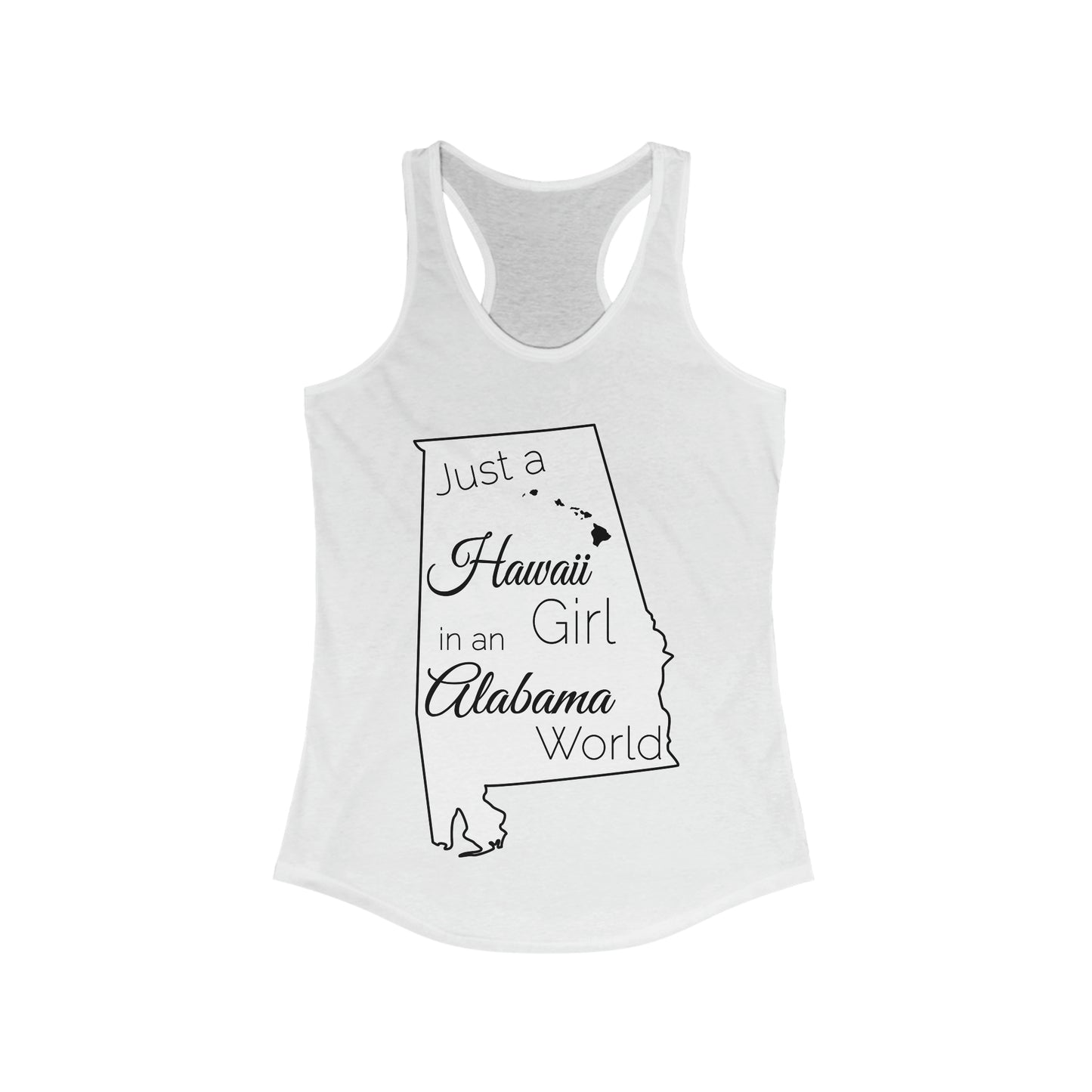 Just a Hawaii Girl in an Alabama World Women's Ideal Racerback Tank