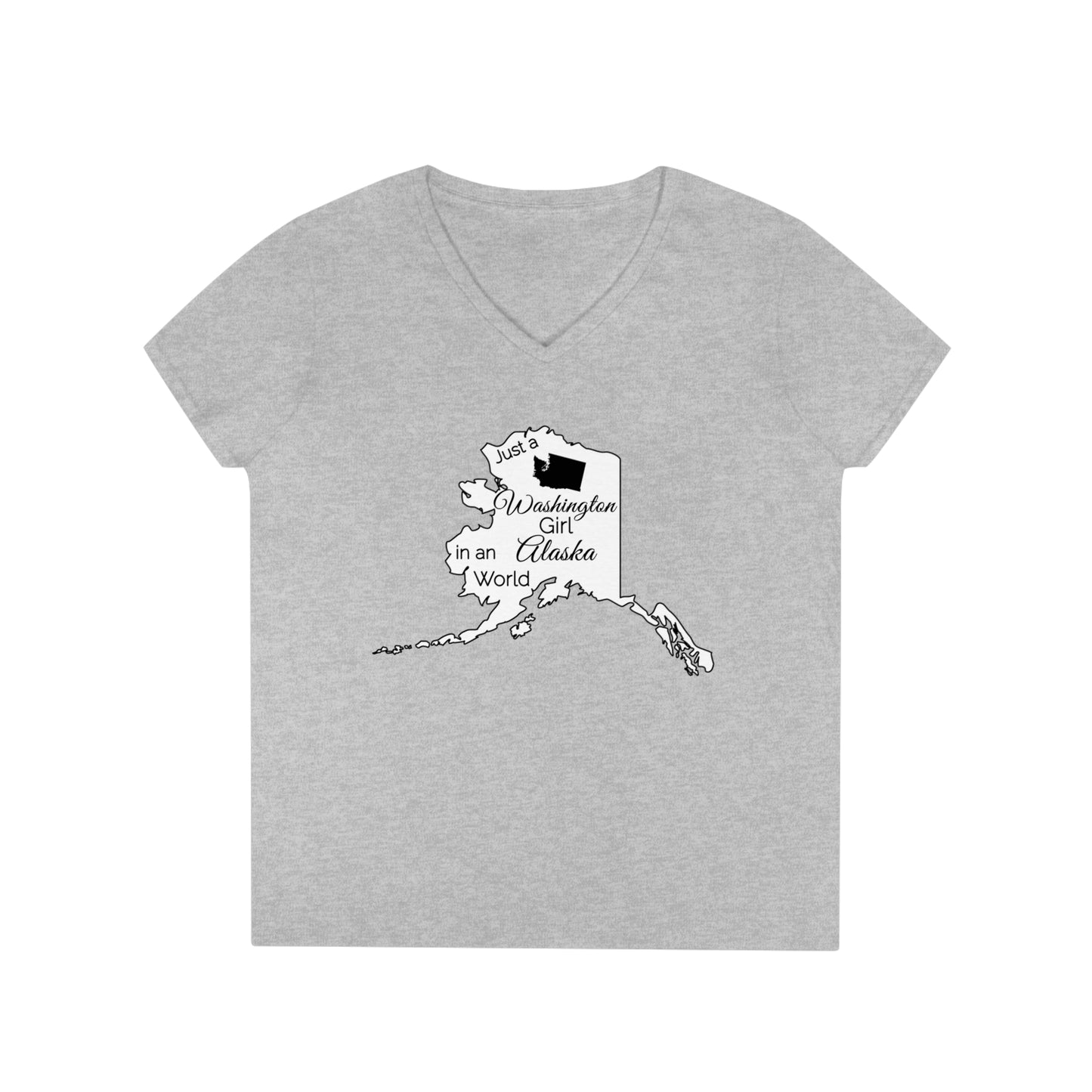 Just a Washington Girl in an Alaska World Ladies' V-Neck T-Shirt