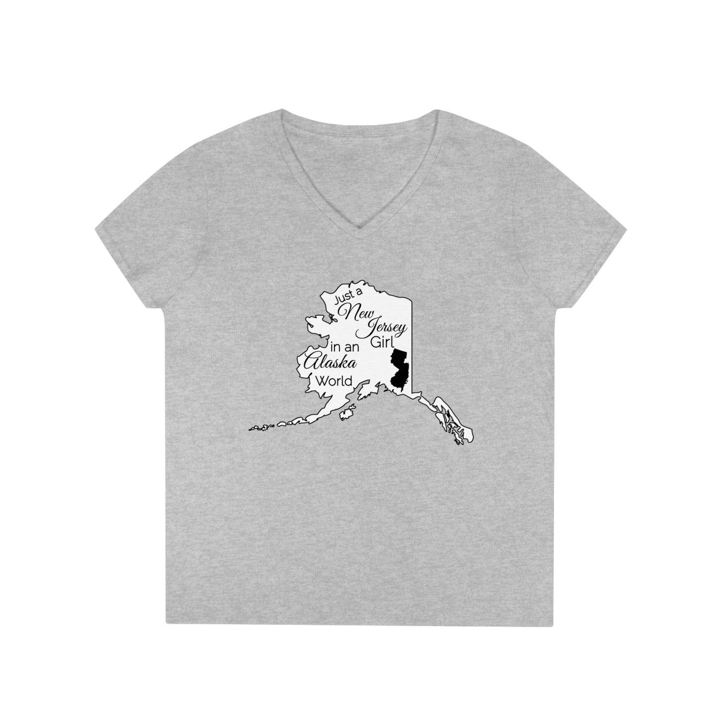 Just a New Jersey Girl in an Alaska World Ladies' V-Neck T-Shirt
