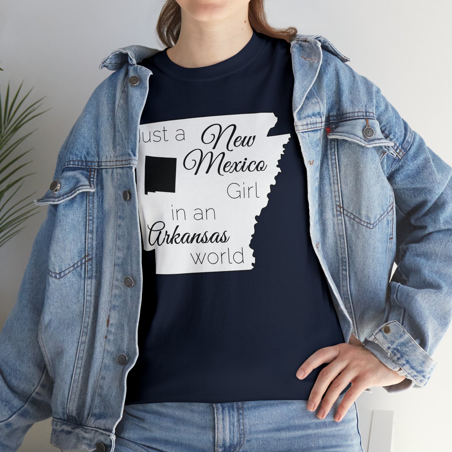 Just a New Mexico Girl in an Arkansas World Unisex Heavy Cotton Tee