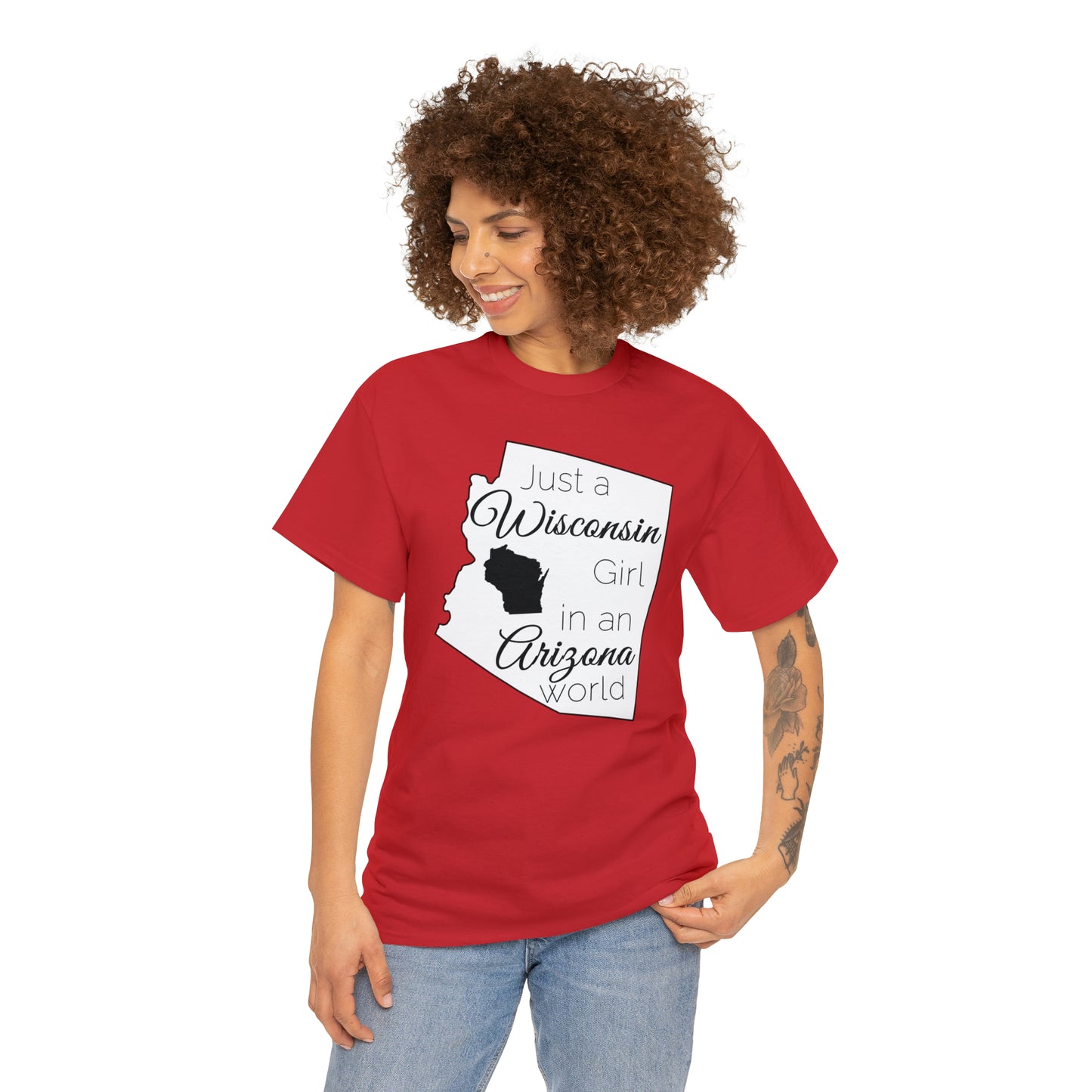 Just a Wisconsin Girl in an Arizona World Unisex Heavy Cotton Tee