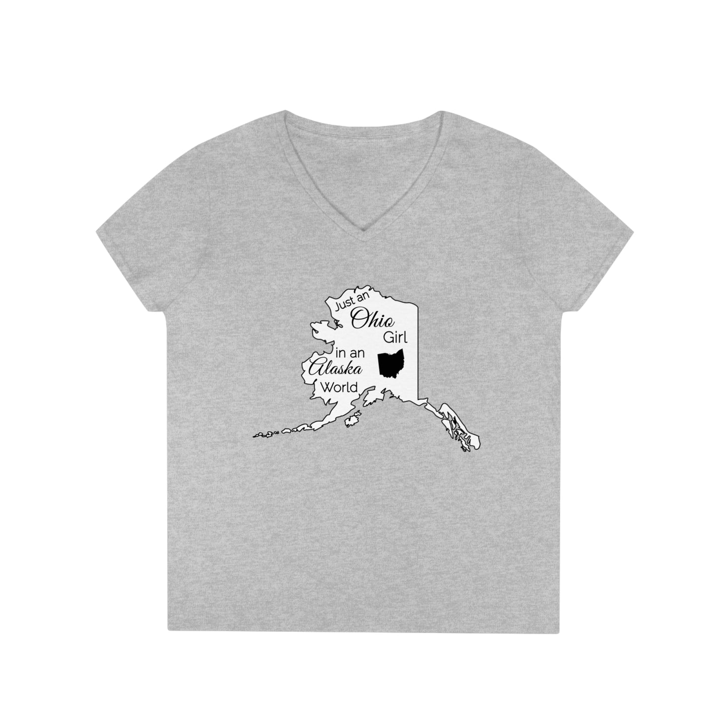 Just an Ohio Girl in an Alaska World Ladies' V-Neck T-Shirt