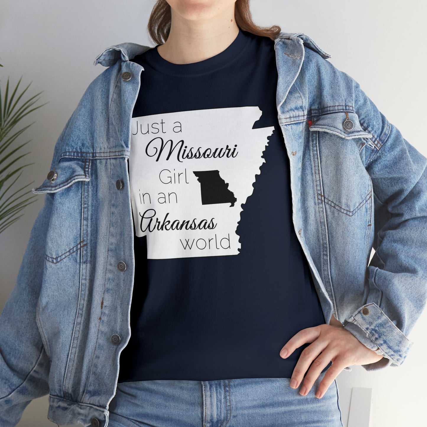 Just a Missouri Girl in an Arkansas World Unisex Heavy Cotton Tee