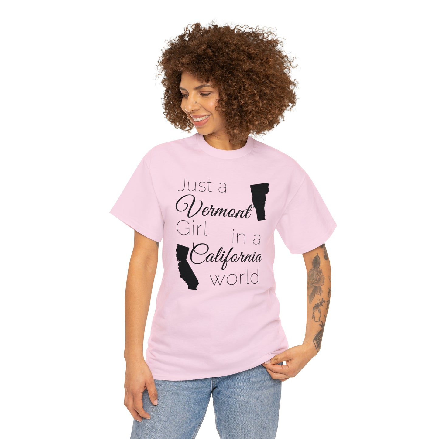 Just a Vermont Girl in a California World Unisex Heavy Cotton Tee