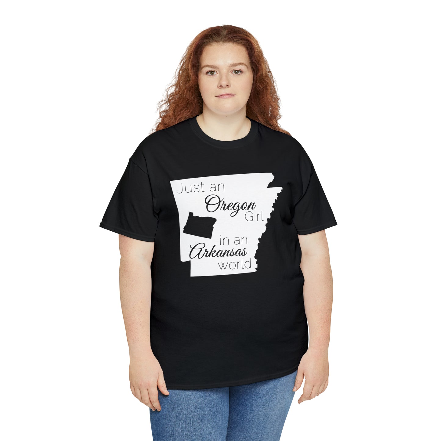 Just an Oregon Girl in an Arkansas World Unisex Heavy Cotton Tee