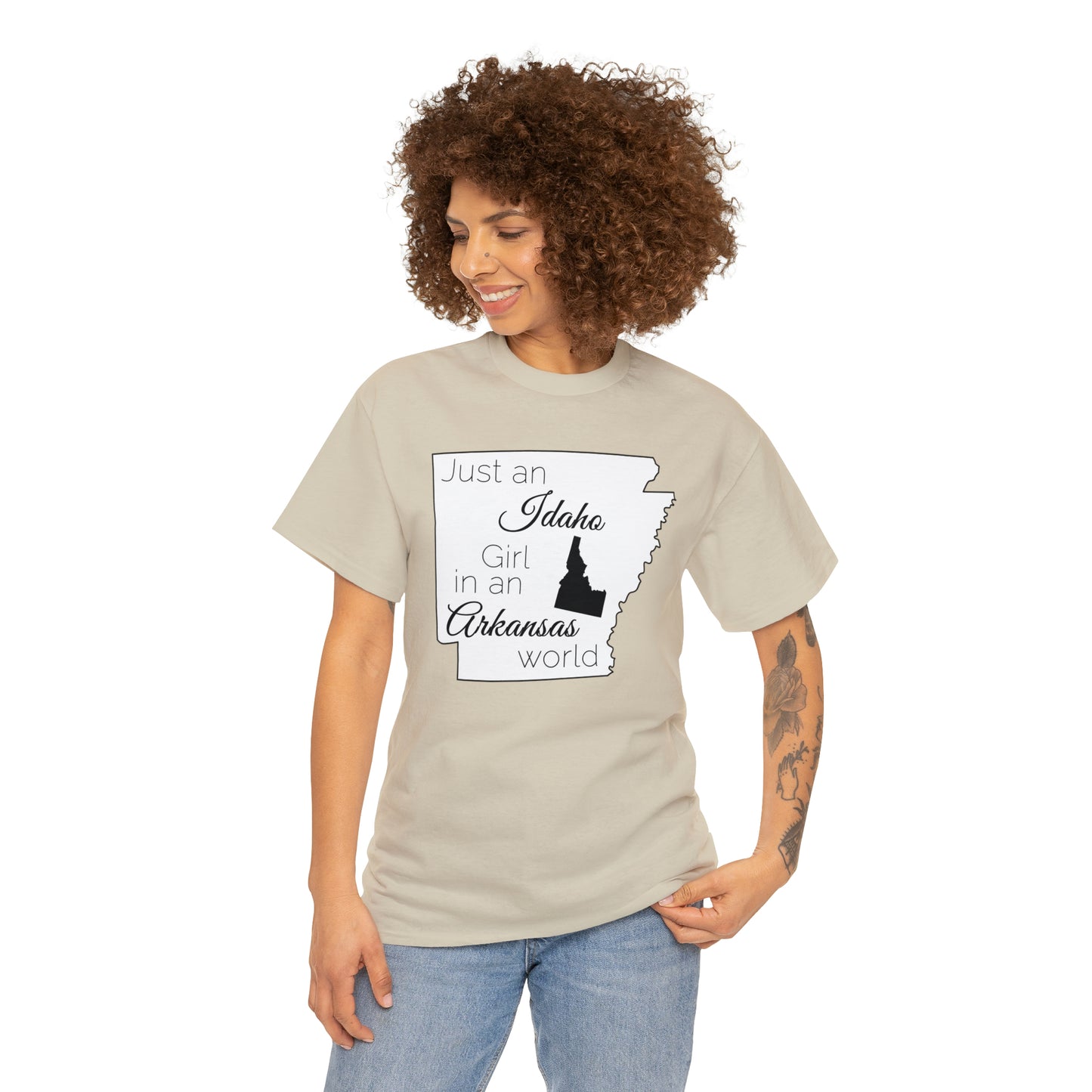 Just an Idaho Girl in an Arkansas World Unisex Heavy Cotton Tee