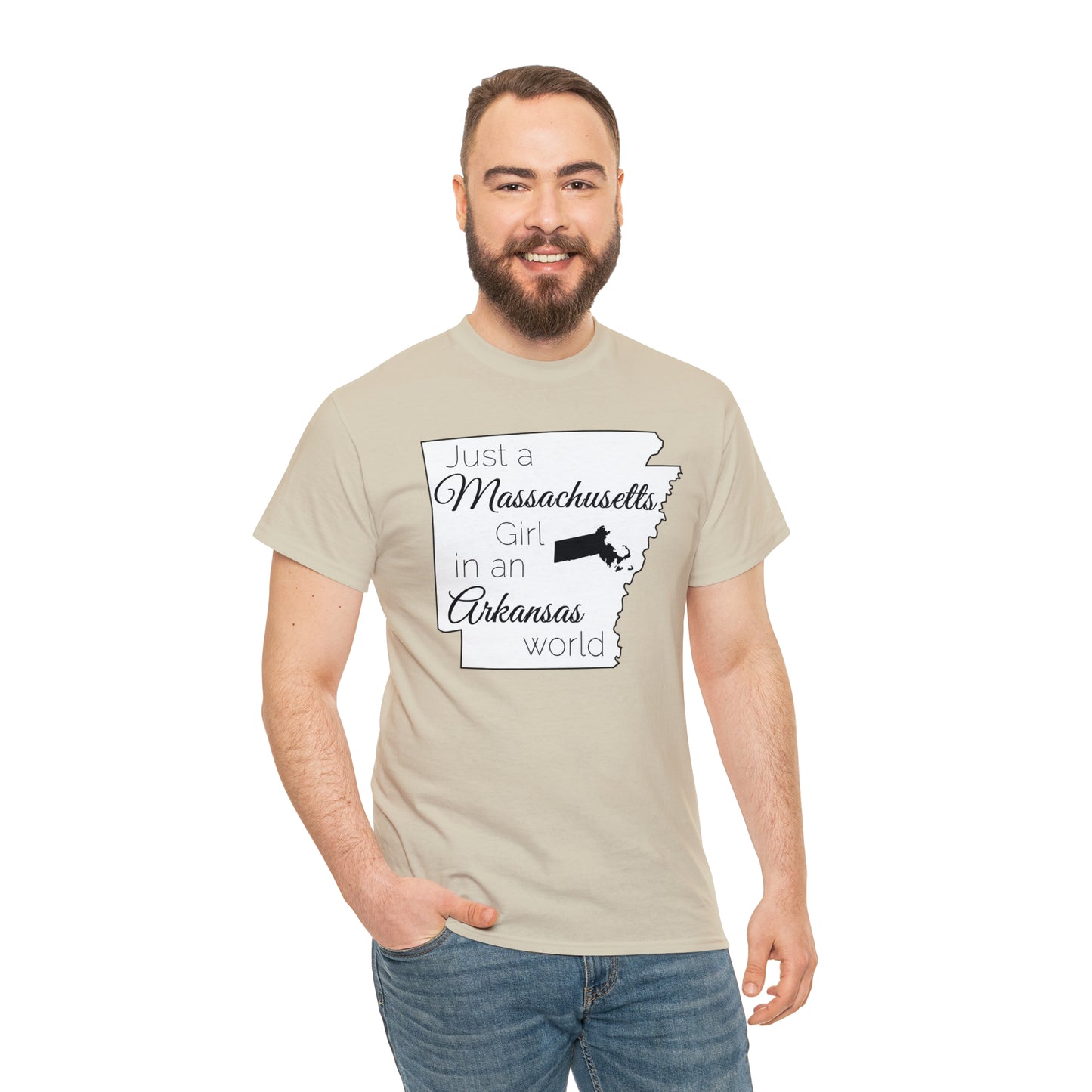 Just a Massachusetts Girl in an Arkansas World Unisex Heavy Cotton Tee