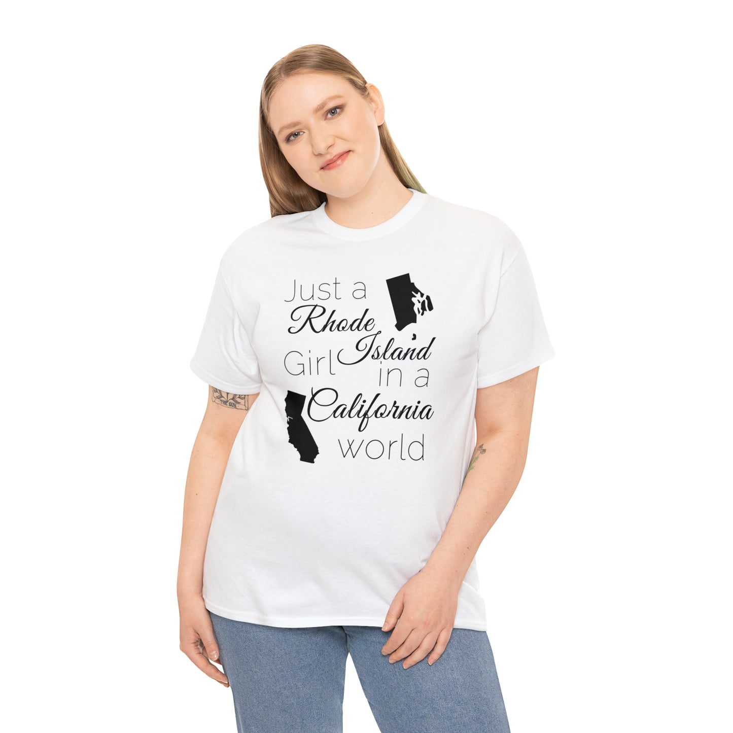 Just a Rhode Island Girl in a California World Unisex Heavy Cotton Tee