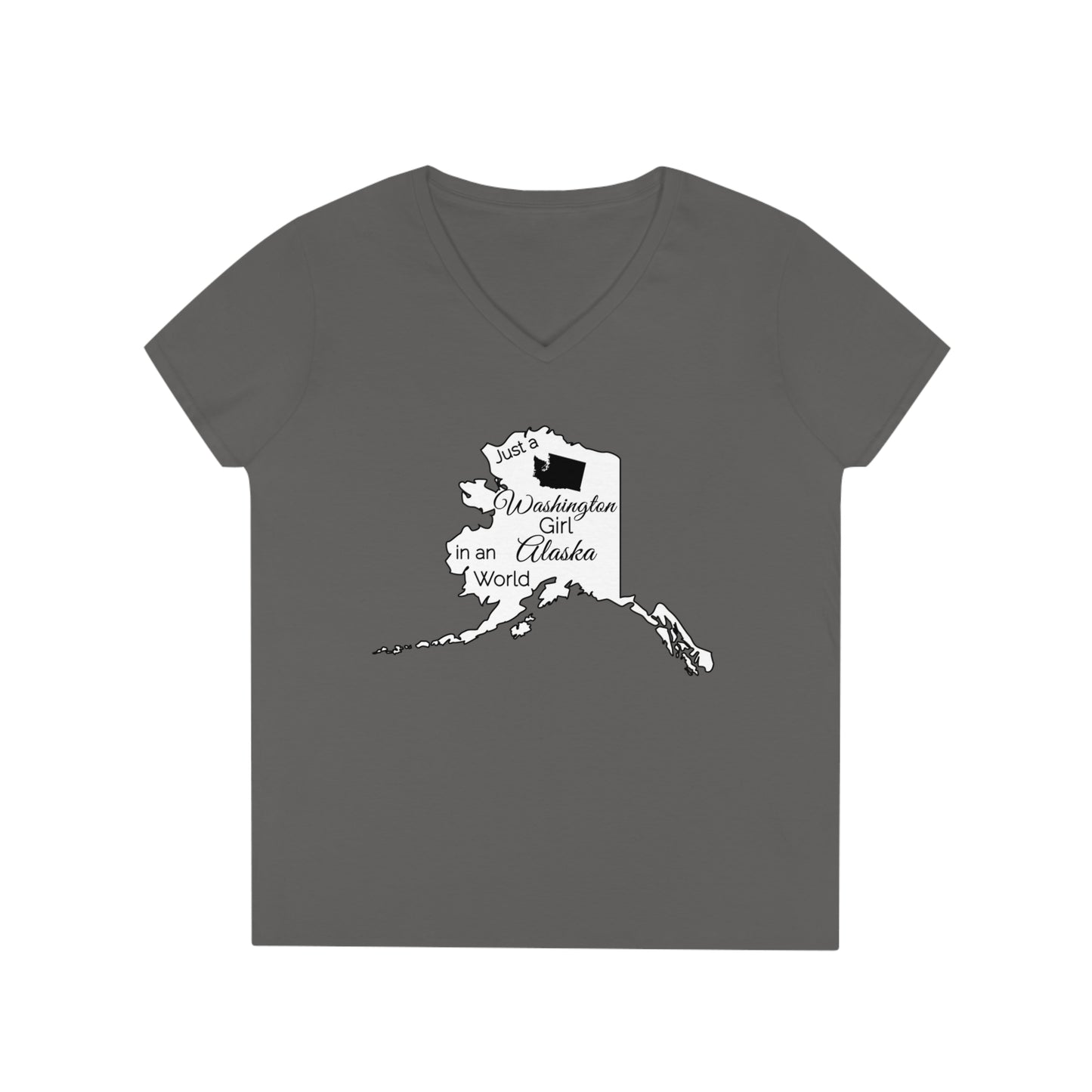 Just a Washington Girl in an Alaska World Ladies' V-Neck T-Shirt