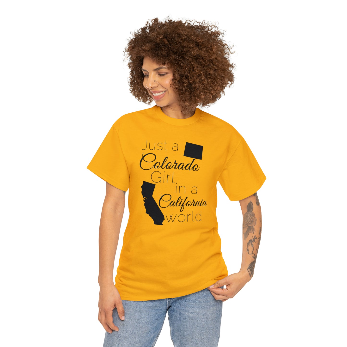 Just a Colorado Girl in a California World Unisex Heavy Cotton Tee