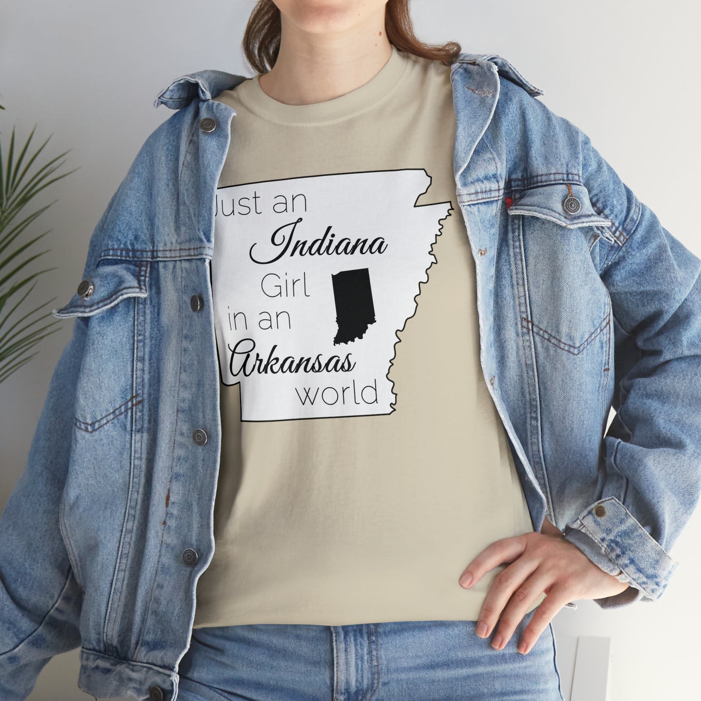 Just an Indiana Girl in an Arkansas World Unisex Heavy Cotton Tee