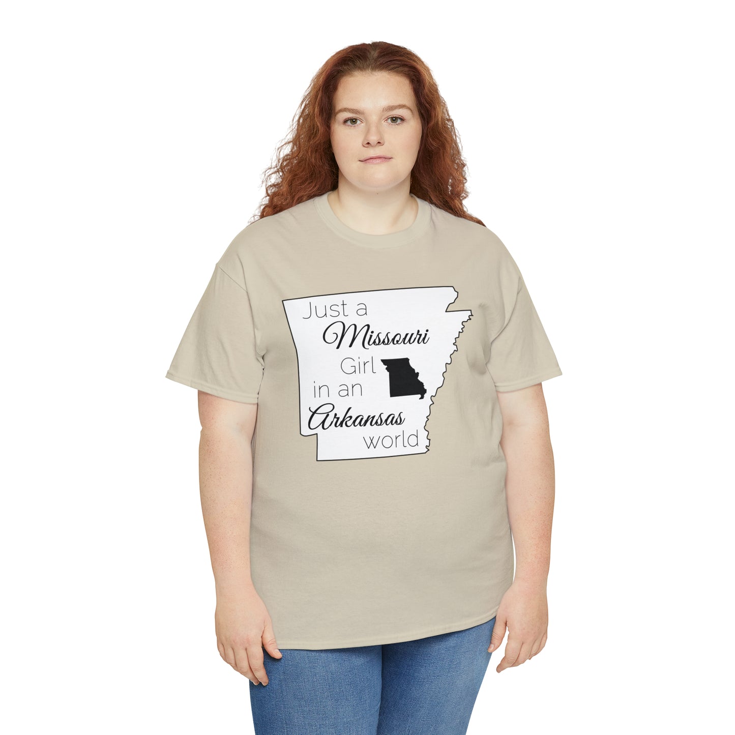 Just a Missouri Girl in an Arkansas World Unisex Heavy Cotton Tee
