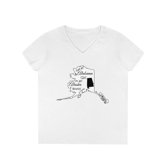 Just an Alabama Girl in an Alaska World Ladies' V-Neck T-Shirt