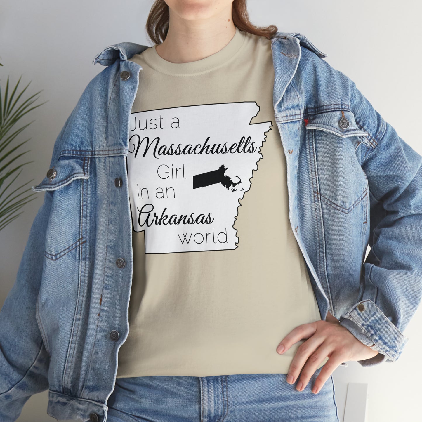 Just a Massachusetts Girl in an Arkansas World Unisex Heavy Cotton Tee