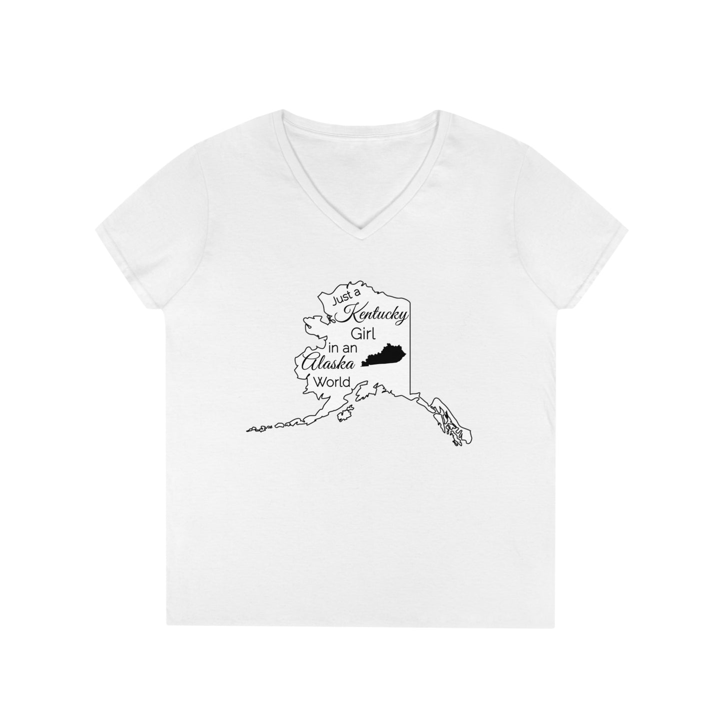 Just a Kentucky Girl in an Alaska World Ladies' V-Neck T-Shirt