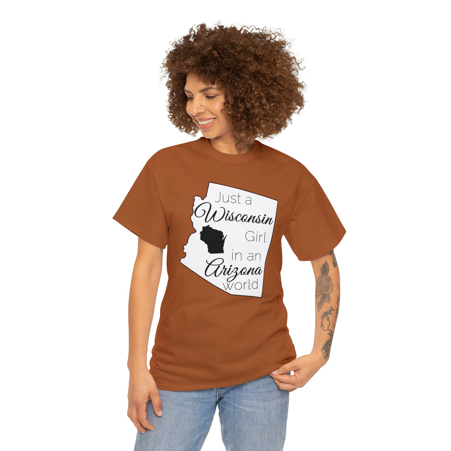 Just a Wisconsin Girl in an Arizona World Unisex Heavy Cotton Tee