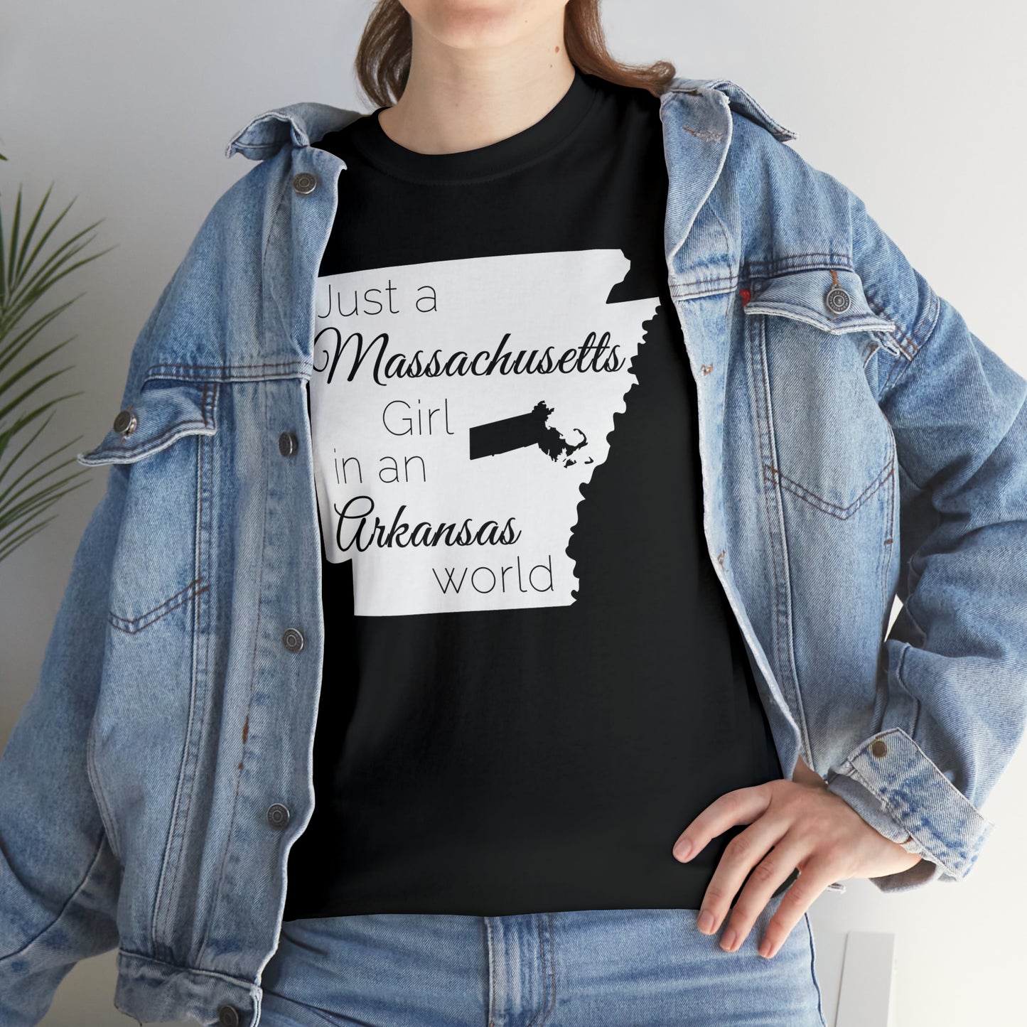Just a Massachusetts Girl in an Arkansas World Unisex Heavy Cotton Tee