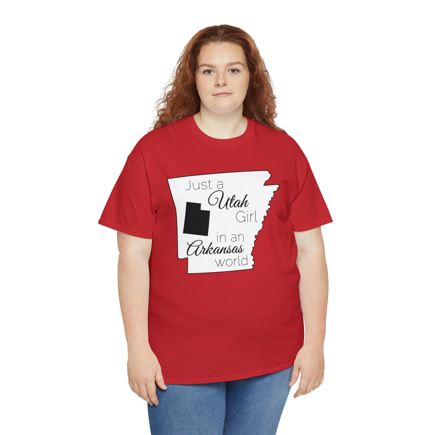 Just a Utah Girl in an Arkansas World Unisex Heavy Cotton Tee