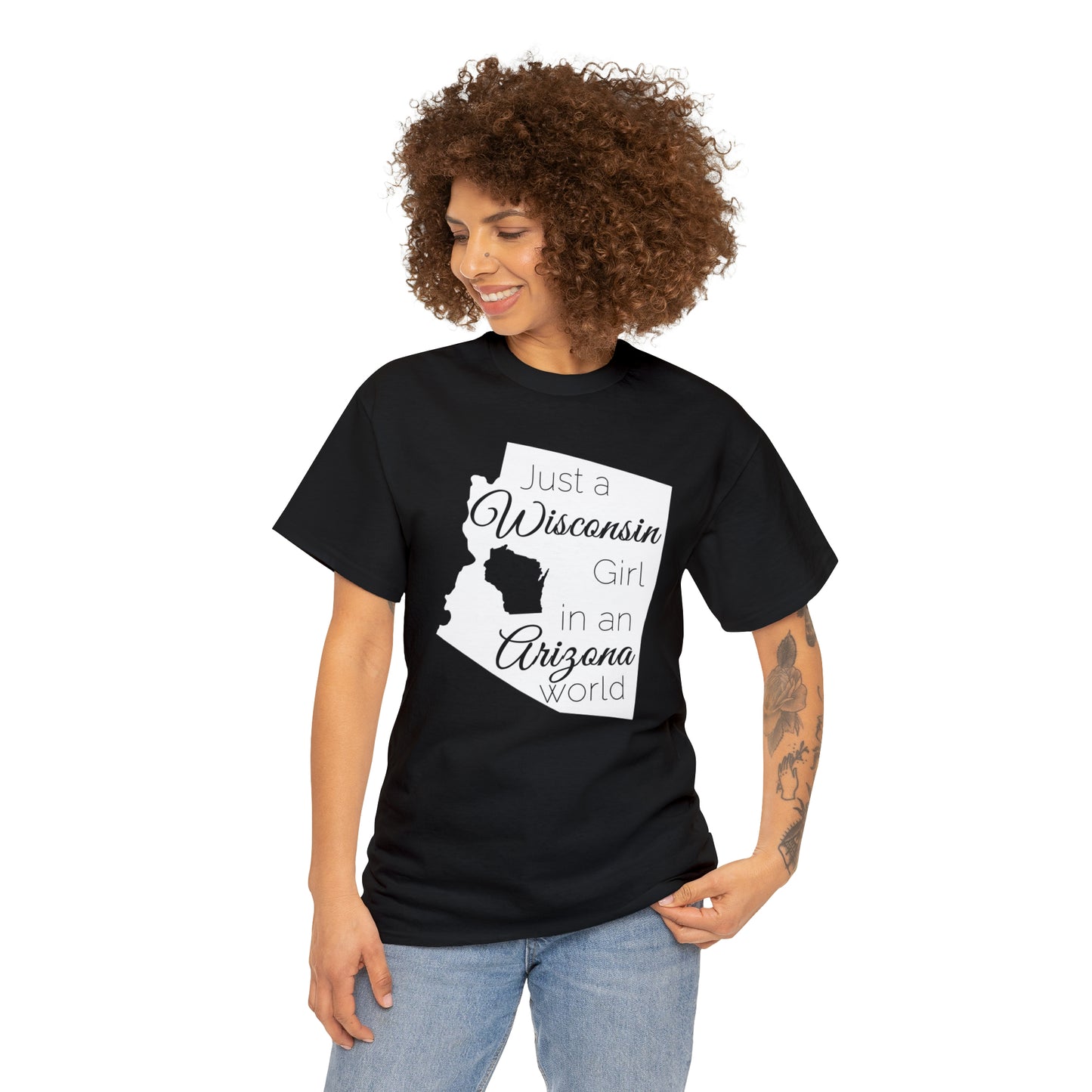 Just a Wisconsin Girl in an Arizona World Unisex Heavy Cotton Tee