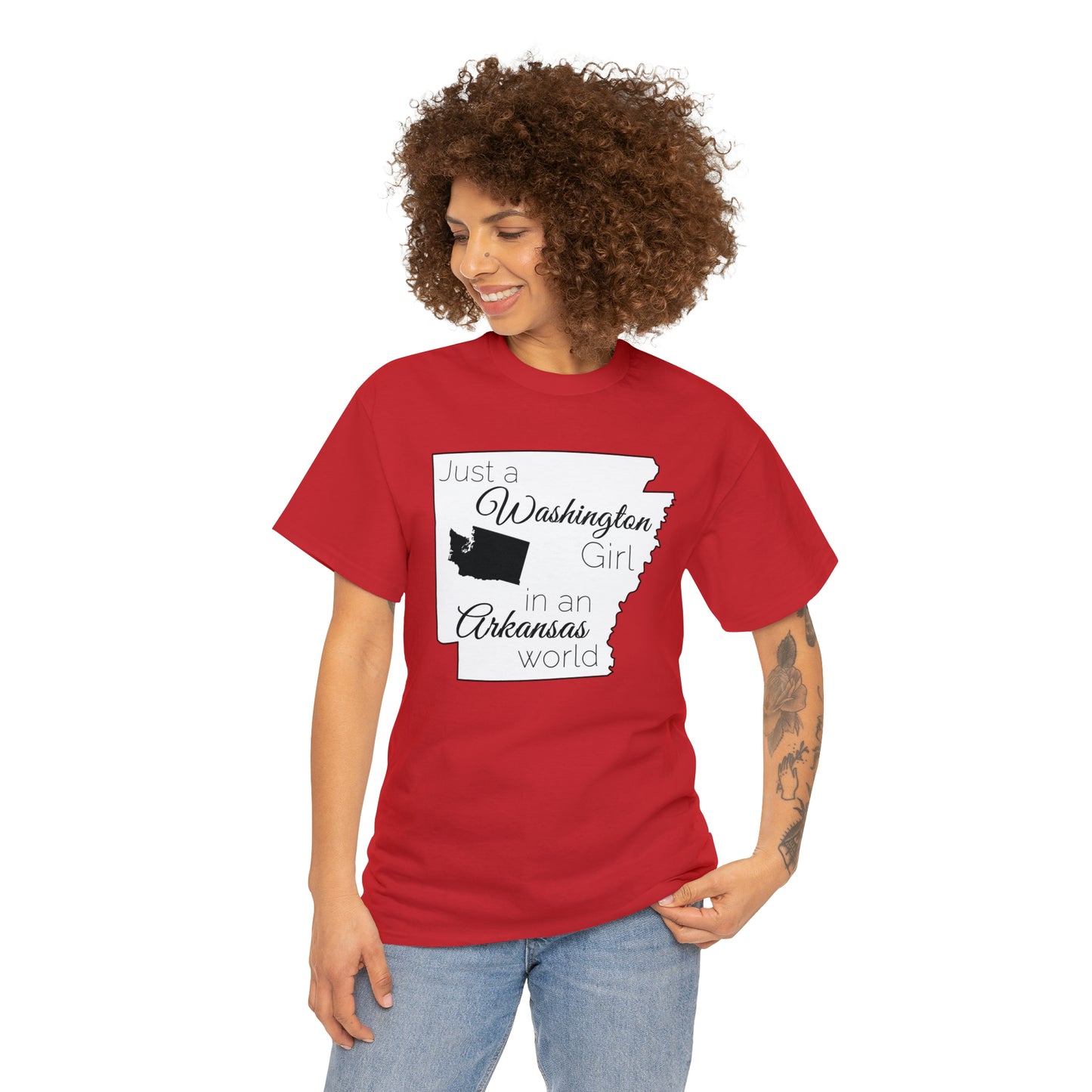 Just a Washington Girl in an Arkansas World Unisex Heavy Cotton Tee