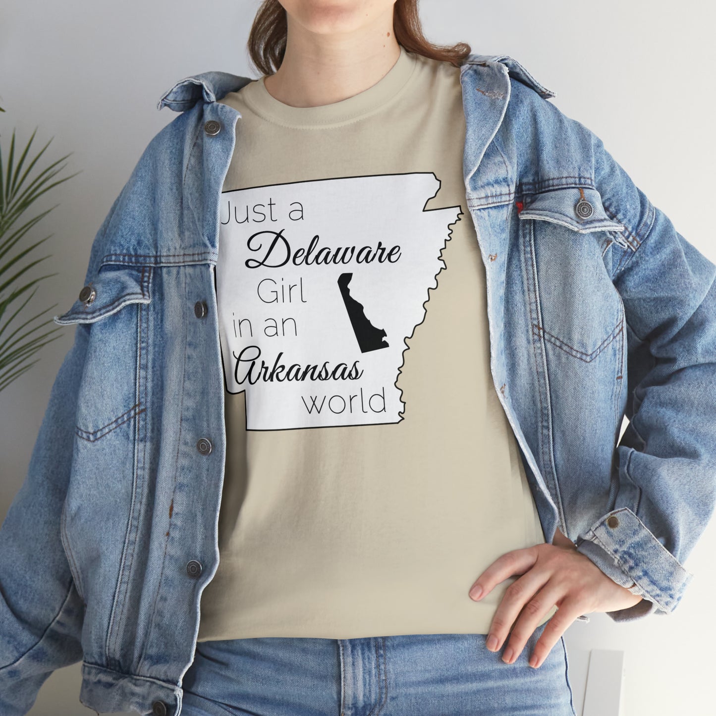 Just a Delaware Girl in an Arkansas World Unisex Heavy Cotton Tee
