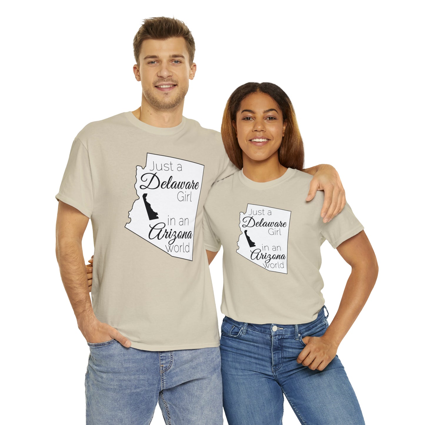 Just a Delaware Girl in an Arizona World Unisex Heavy Cotton Tee