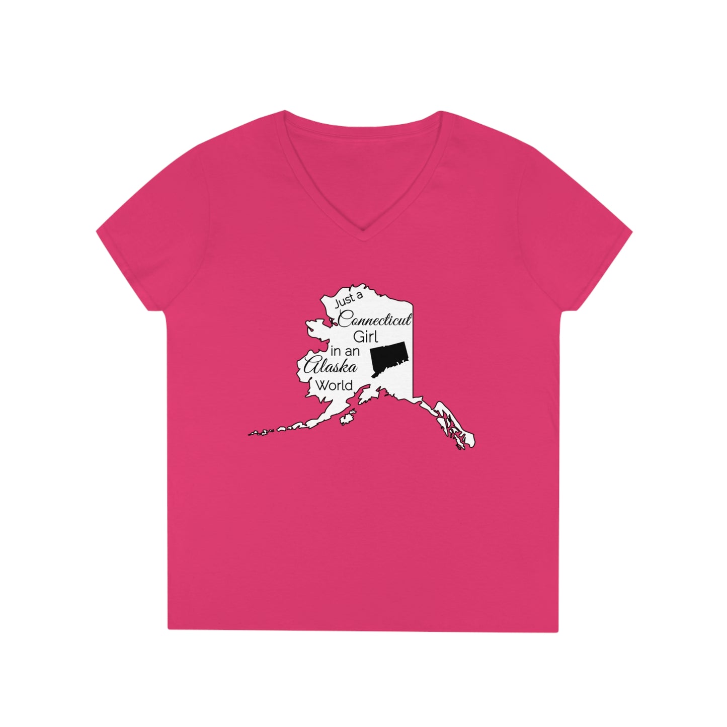 Just a Connecticut Girl in an Alaska World Ladies' V-Neck T-Shirt