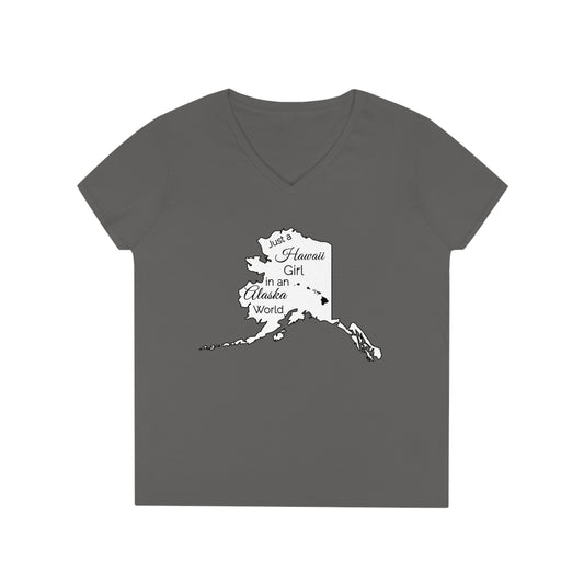 Just a Hawaii Girl in an Alaska World Ladies' V-Neck T-Shirt
