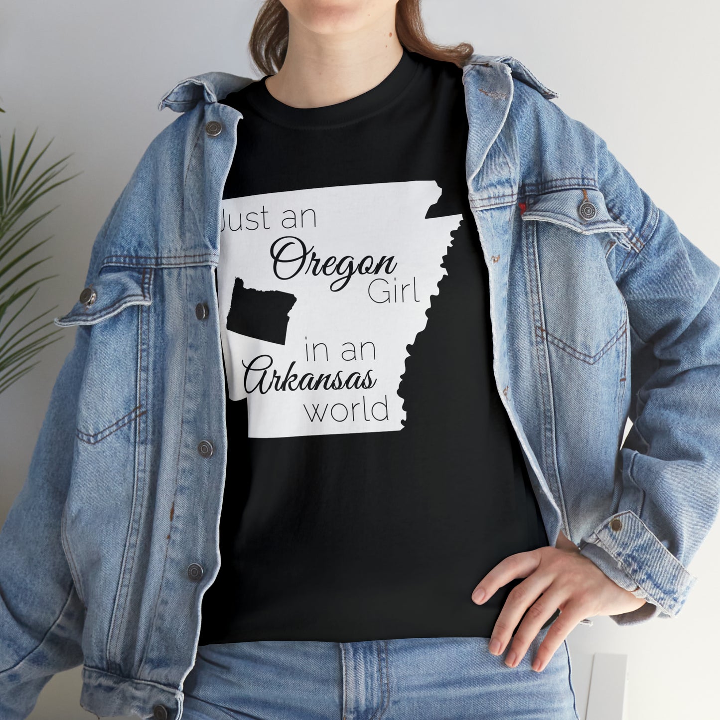 Just an Oregon Girl in an Arkansas World Unisex Heavy Cotton Tee