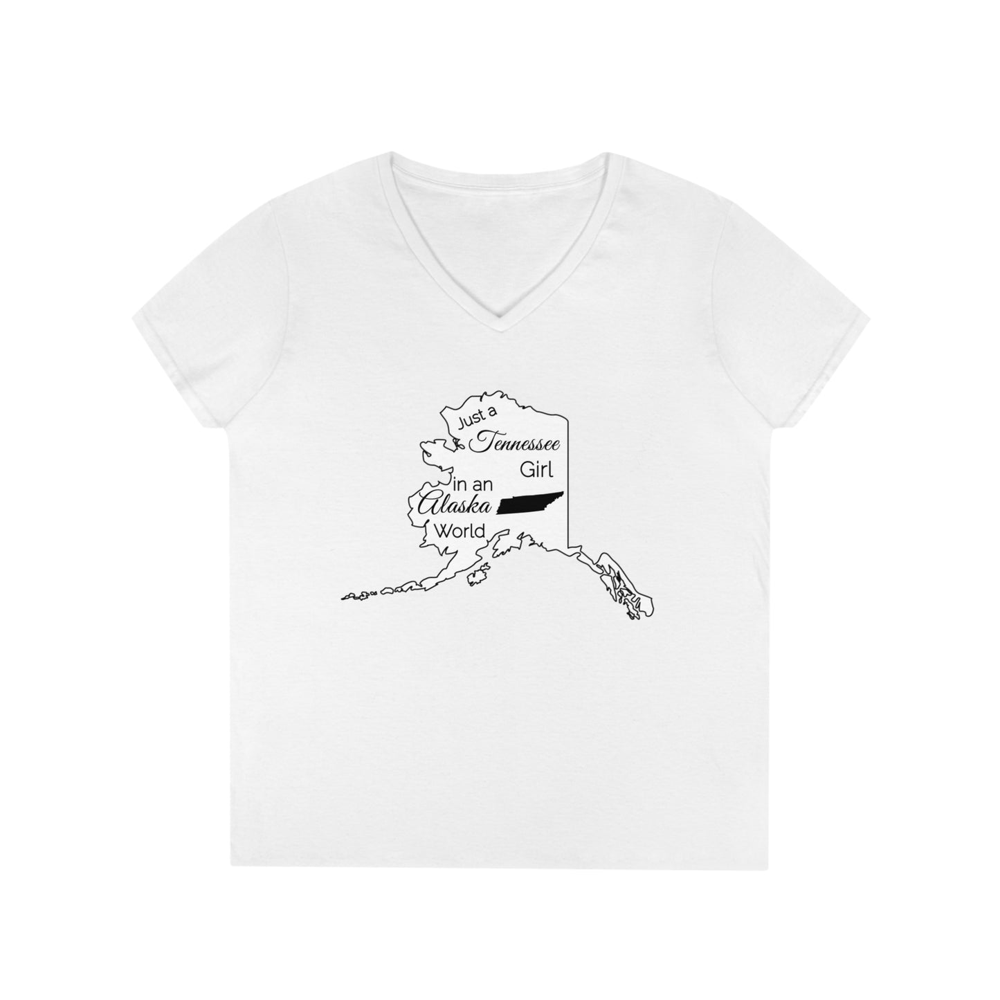 Just a Tennessee Girl in an Alaska World Ladies' V-Neck T-Shirt