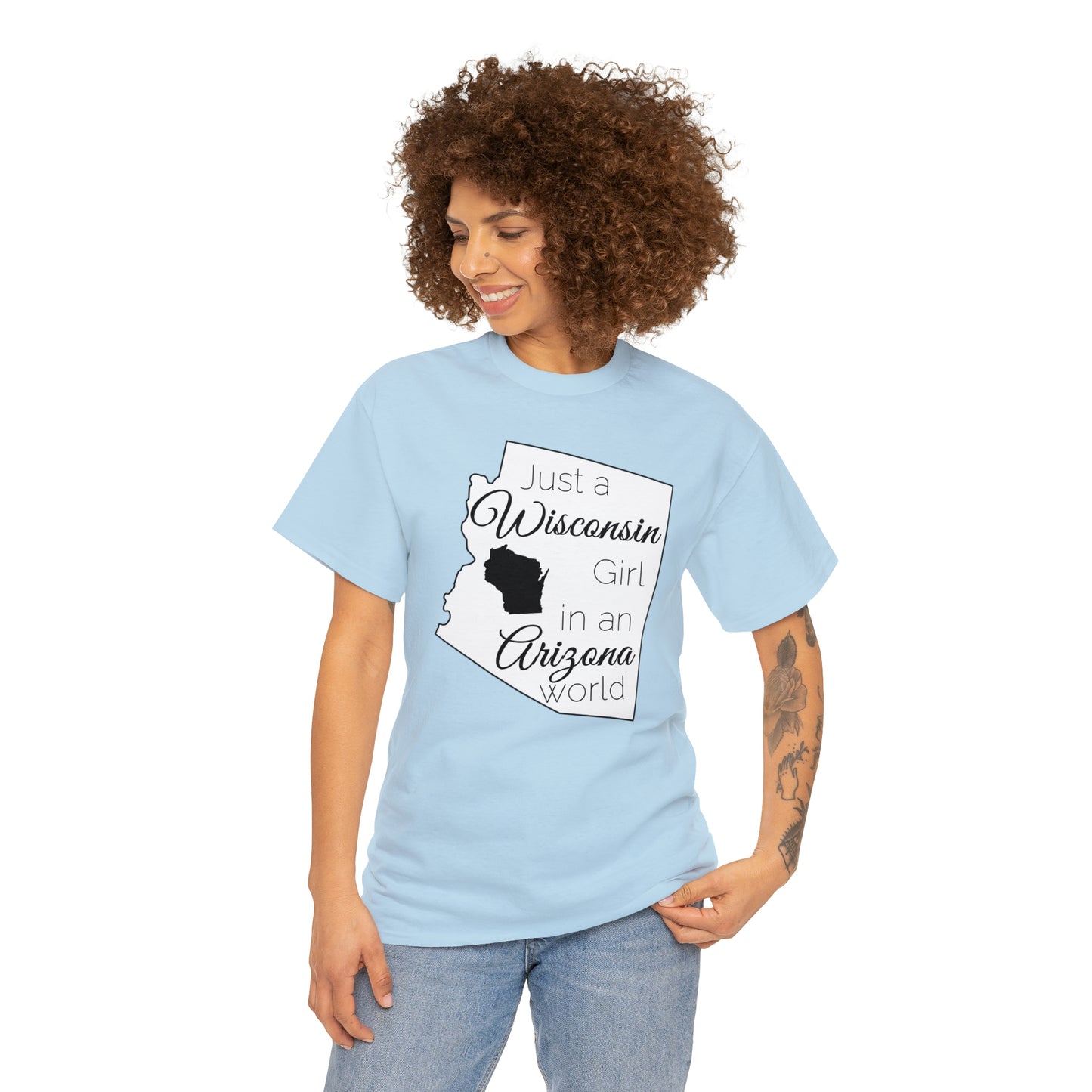 Just a Wisconsin Girl in an Arizona World Unisex Heavy Cotton Tee