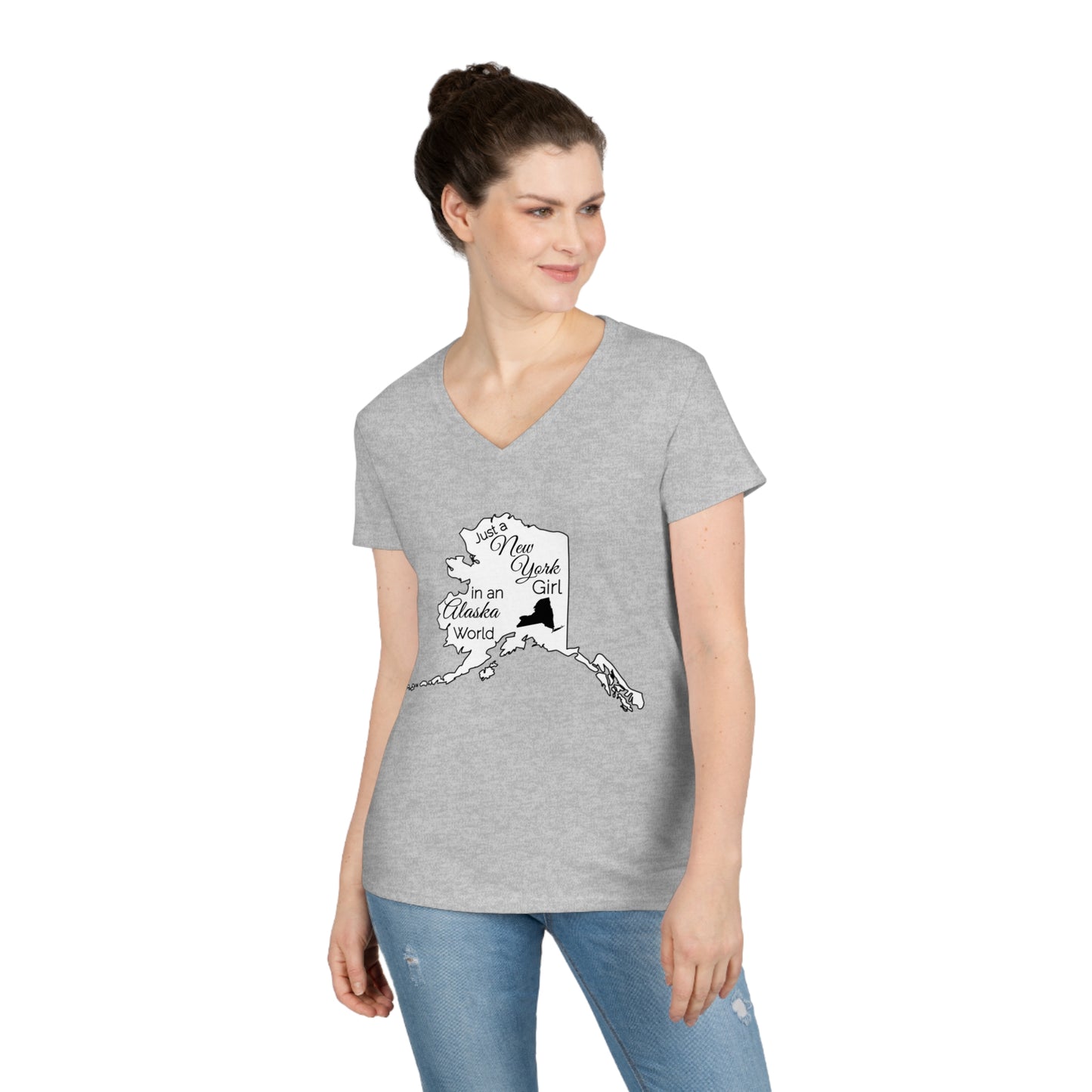 Just a New York Girl in an Alaska World Ladies' V-Neck T-Shirt