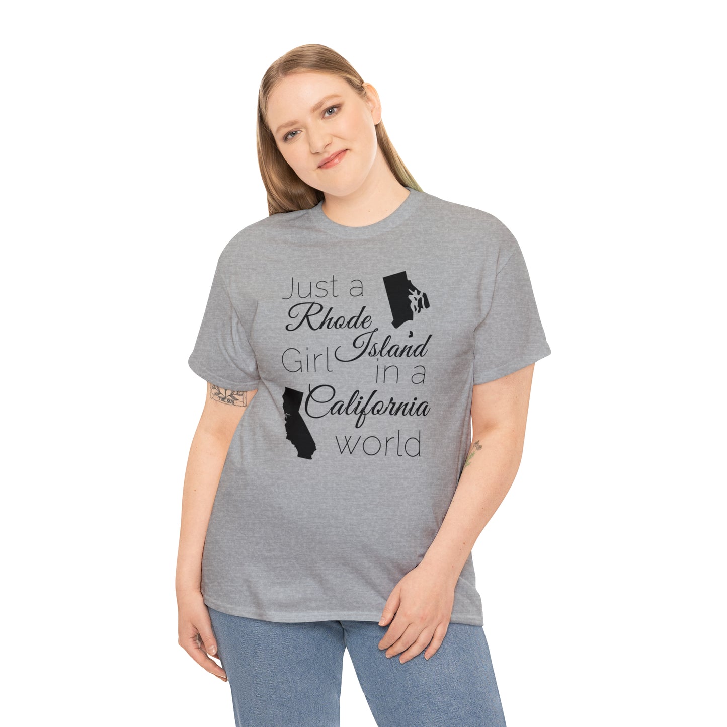 Just a Rhode Island Girl in a California World Unisex Heavy Cotton Tee