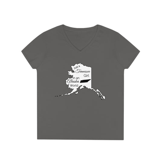 Just a Tennessee Girl in an Alaska World Ladies' V-Neck T-Shirt
