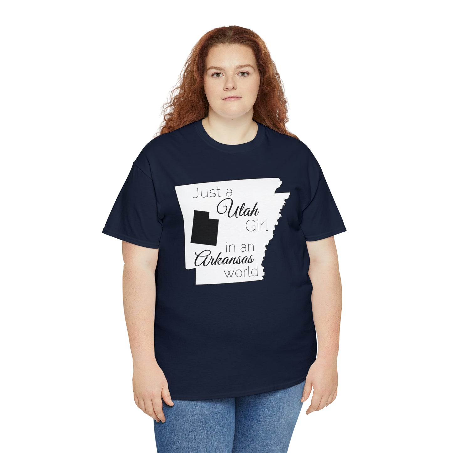 Just a Utah Girl in an Arkansas World Unisex Heavy Cotton Tee