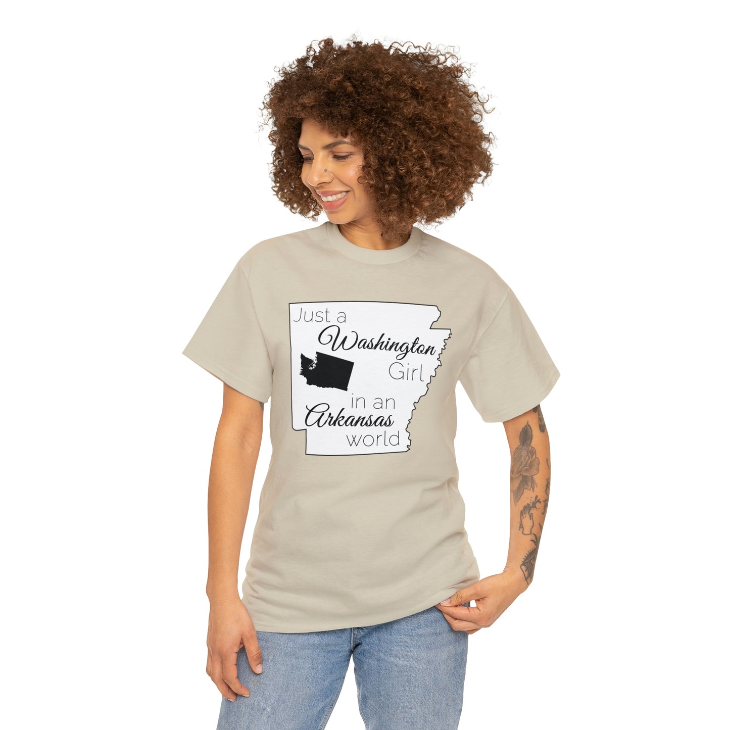 Just a Washington Girl in an Arkansas World Unisex Heavy Cotton Tee