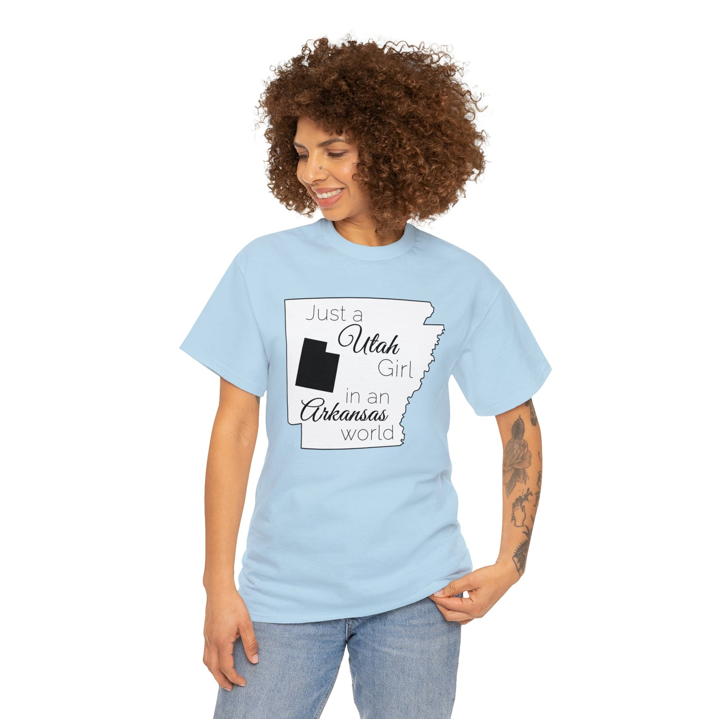 Just a Utah Girl in an Arkansas World Unisex Heavy Cotton Tee