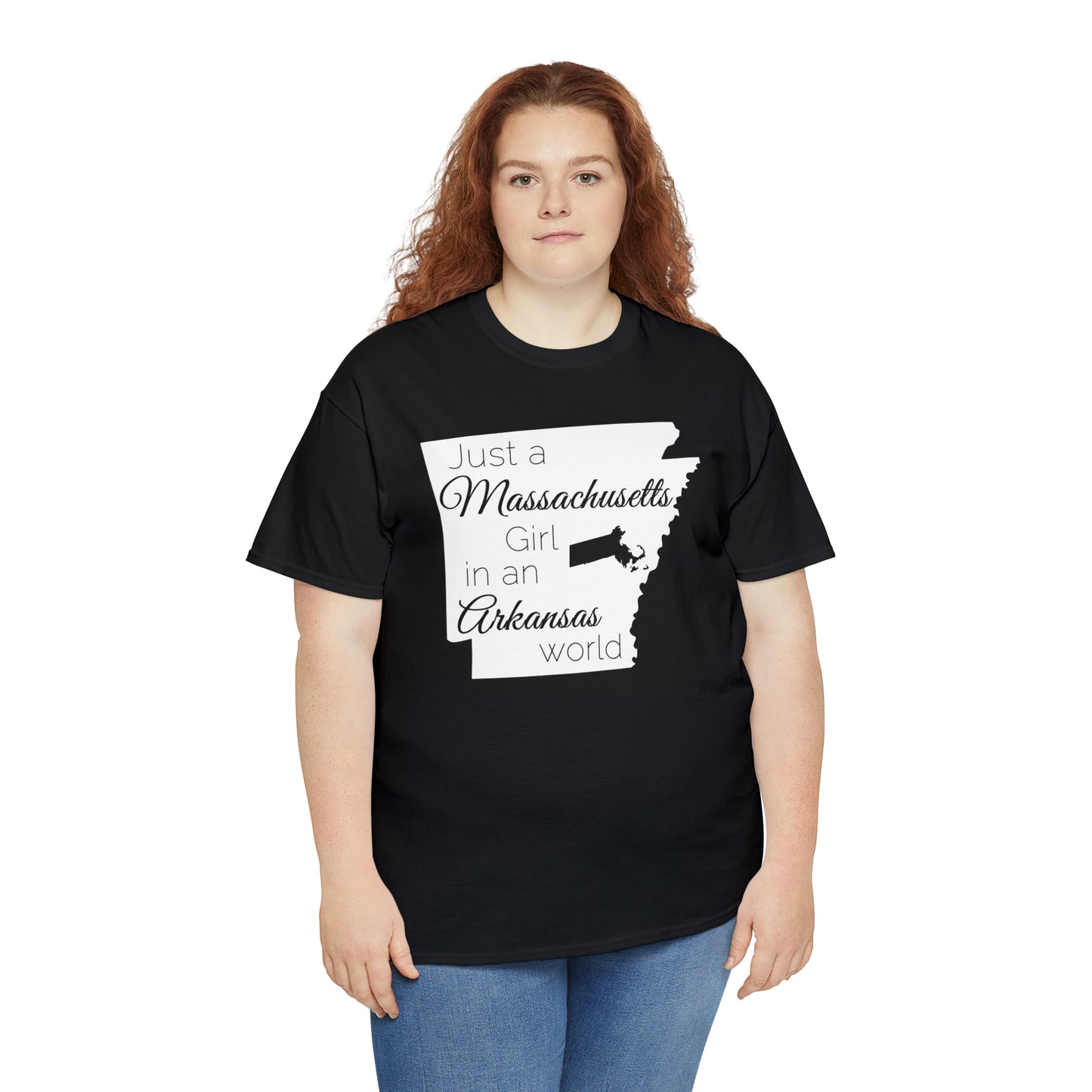 Just a Massachusetts Girl in an Arkansas World Unisex Heavy Cotton Tee