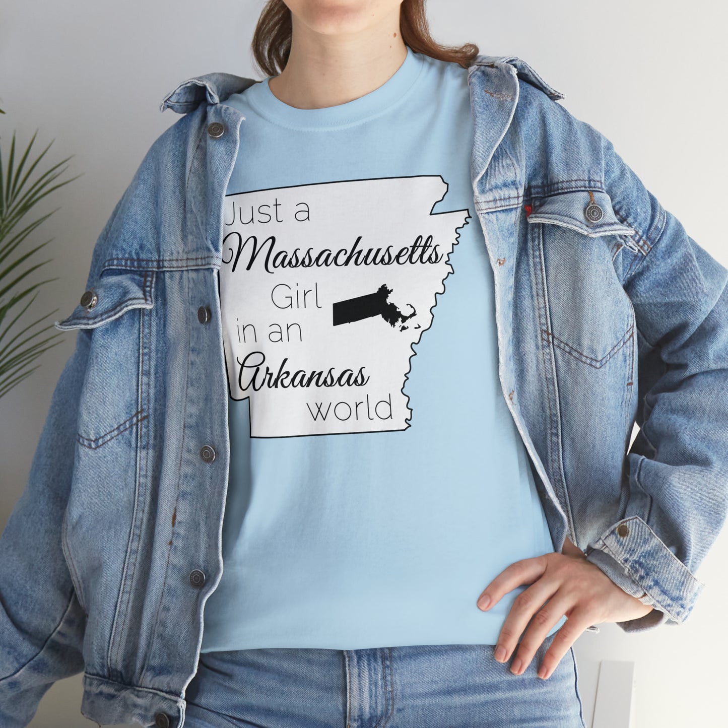 Just a Massachusetts Girl in an Arkansas World Unisex Heavy Cotton Tee