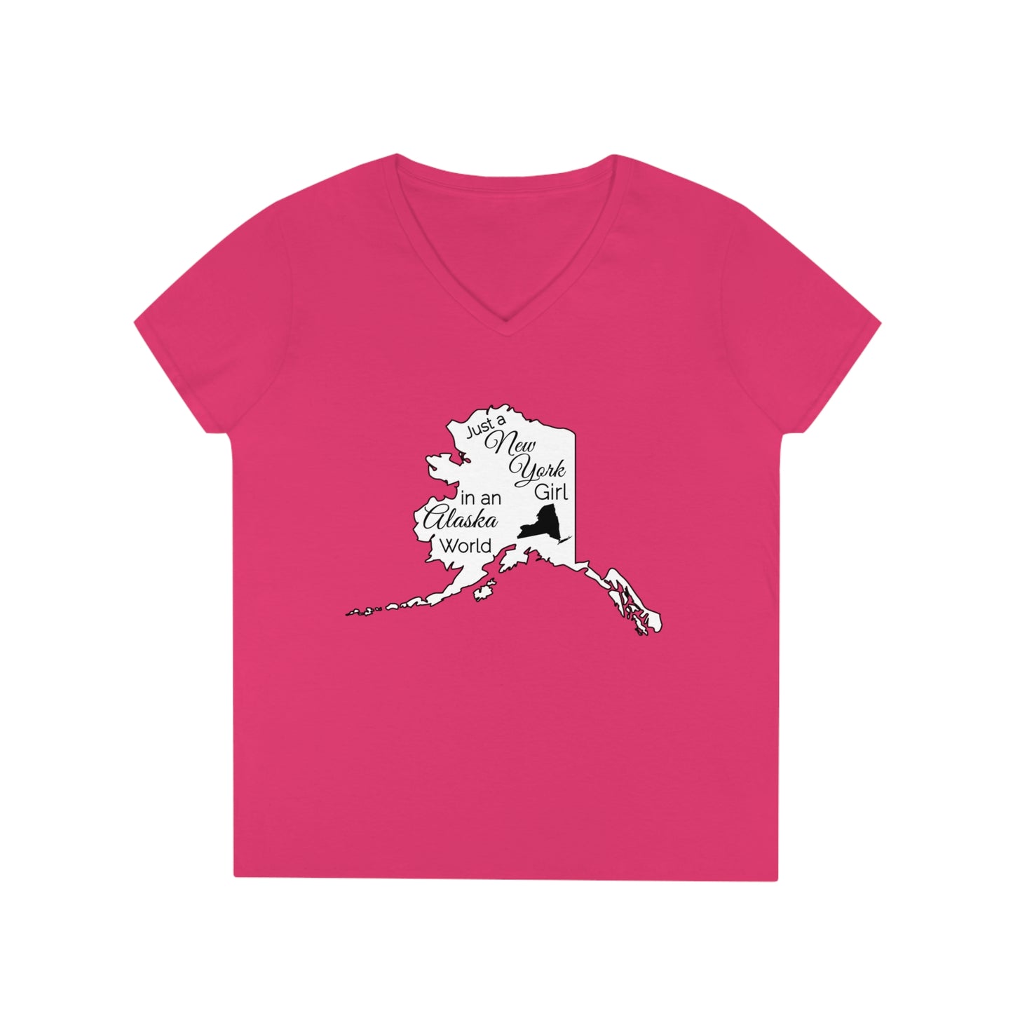 Just a New York Girl in an Alaska World Ladies' V-Neck T-Shirt