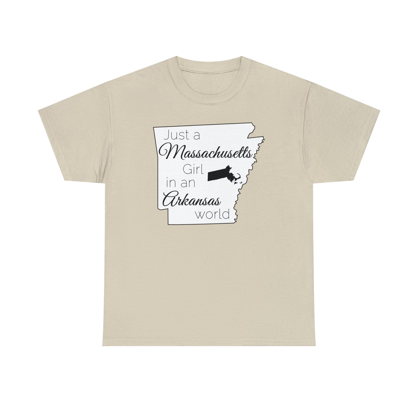Just a Massachusetts Girl in an Arkansas World Unisex Heavy Cotton Tee