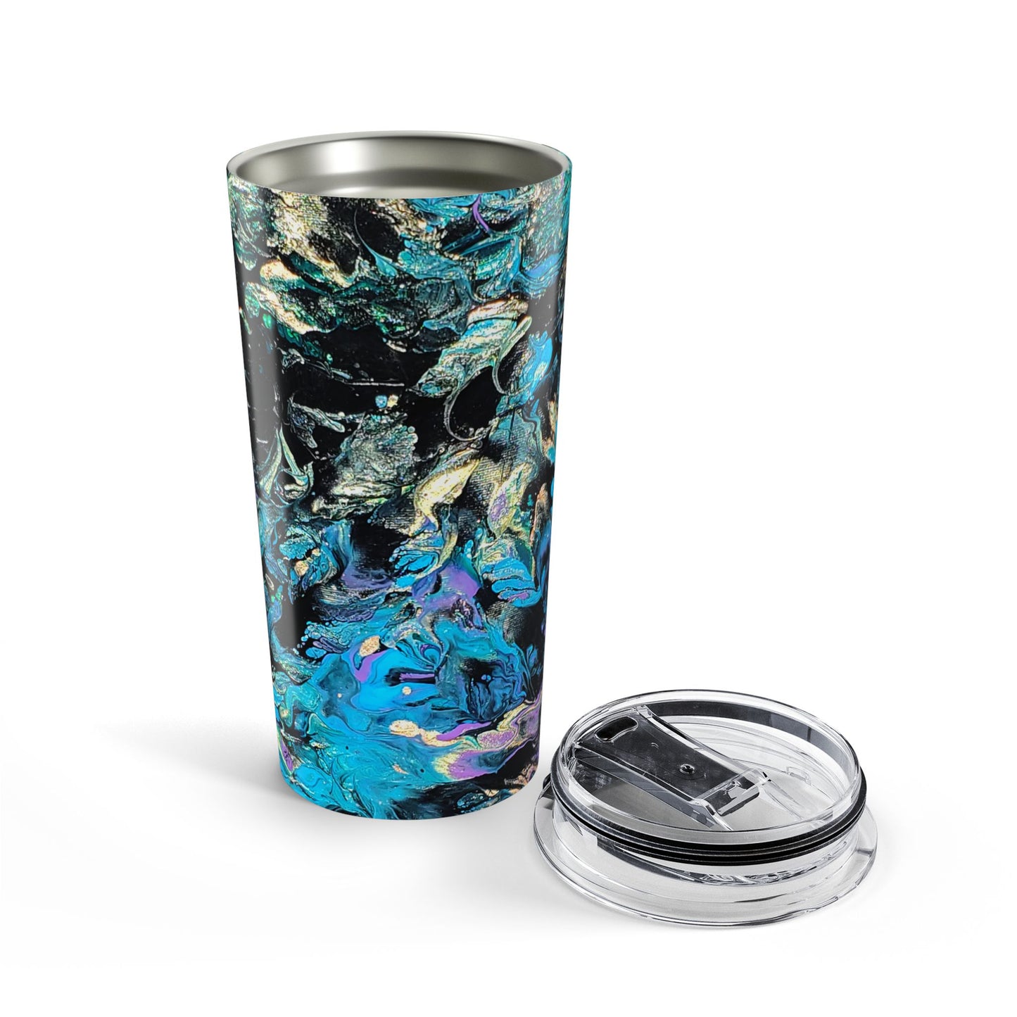 20oz Abstract Burst of Sapphire Tumbler — Insulated Travel Cup